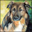 gemaltes Tierportrait von Hund Bruno, Hundeportrait