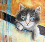 gemaltes Katzenportrait, Ktzchen Mokka