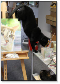 meine schwarze Katze Josie als Muse in meinem Atelier